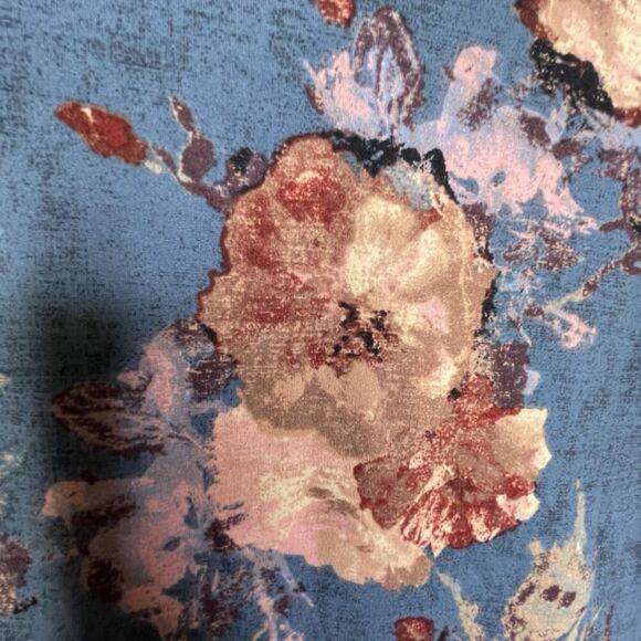 Pinc‎ TeeTunic Women's L Stretch Velour Boho Short Sleeve Y2K FloralBlueRose - Picture 10 of 11